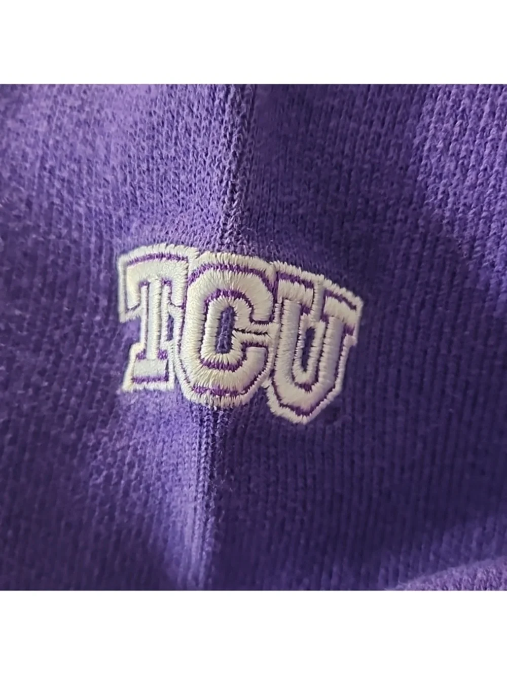 VINTAGE RALPH LAUREN TCU HORNED FROGS PURPLE QUARTER ZIP SWEATER large